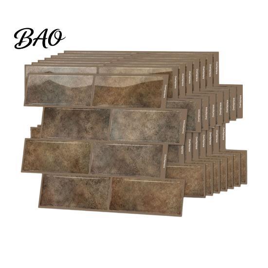Textured Brick Wall Paper 8PCS Faux Stickers, Waterproof Adhesive Mosaic Decals, Moisture-proof Easy Indoor Decoration for Balcony Peel And Stick Tile