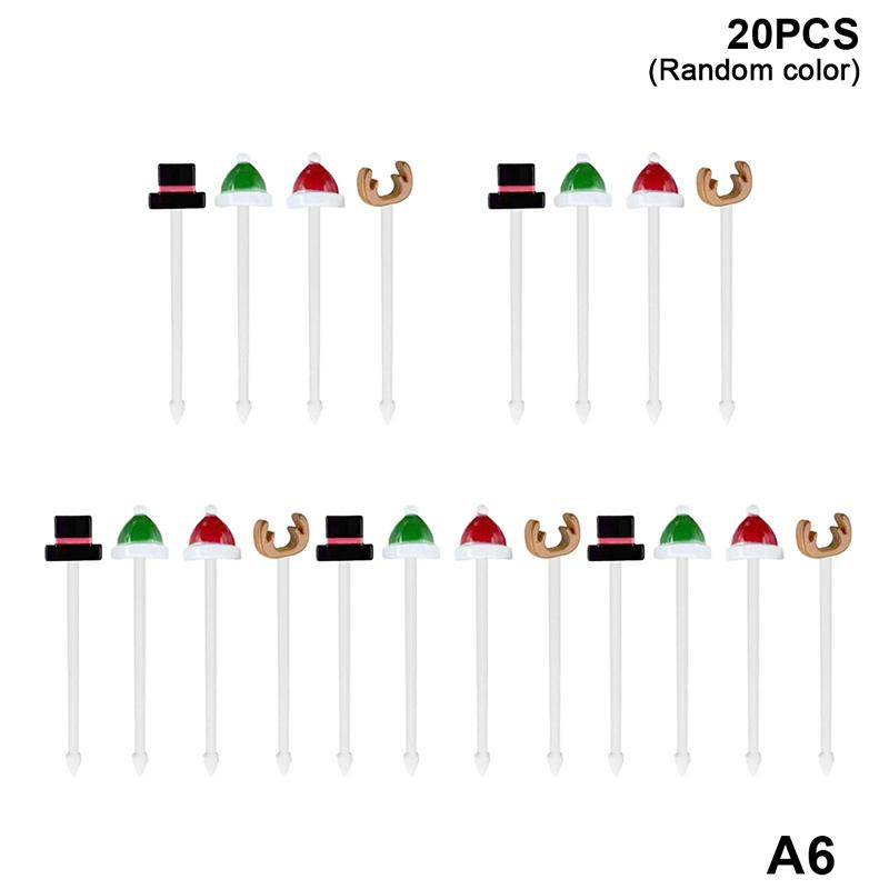 Christmas Fruit Fork Set Food Pick Sliced Fruit Fork Animal Plastic Toothpick Stick Bento Accessories