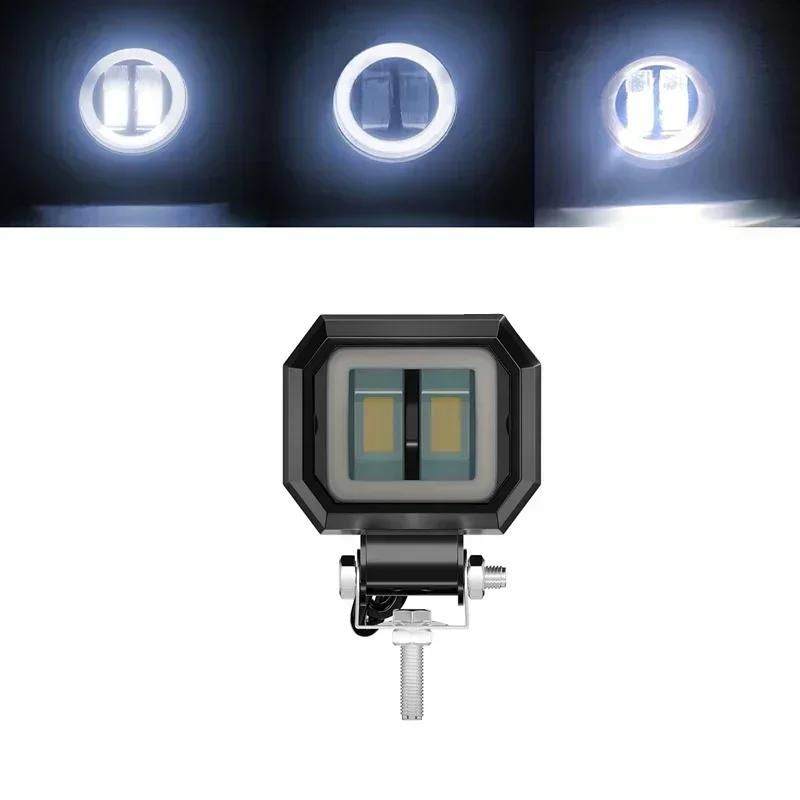 3 Inch 7D Lens LED Work Light Bar Square Car Headlight Halo For Motorcycle Jeeps ATV SUV 12V 24V Angel Eyes Driving Lights