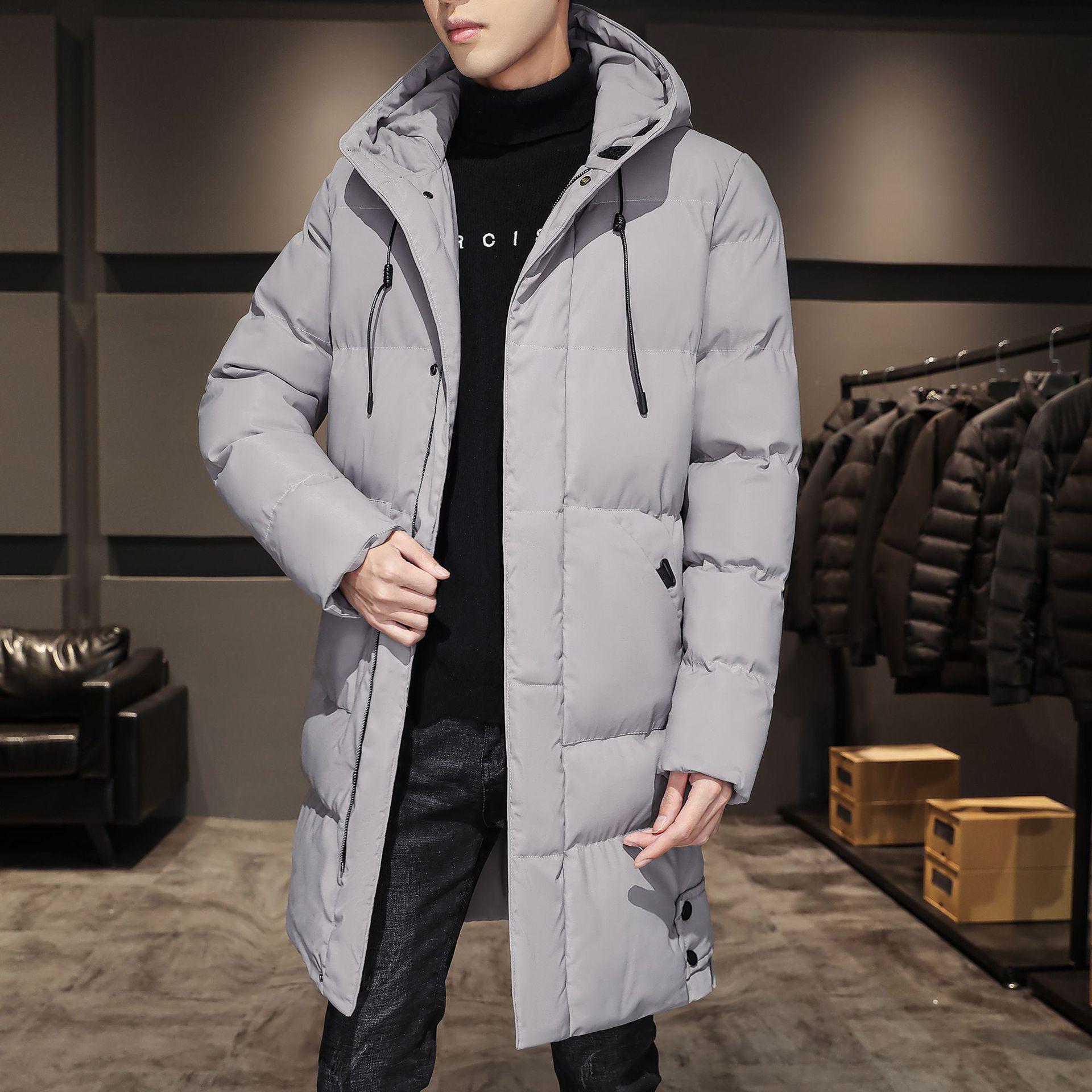 

Men s Winter Mid-Length Cotton Padded Jacket: Trendy, Thick, Plus Size 4XL сірий колір