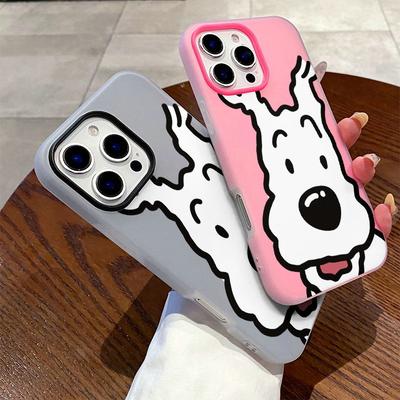 Cute Dog Patterned Matte Frosted Skin Feel Casing PC+TPU 2in1 Cartoon Printed Protective Cover Soft Back Case