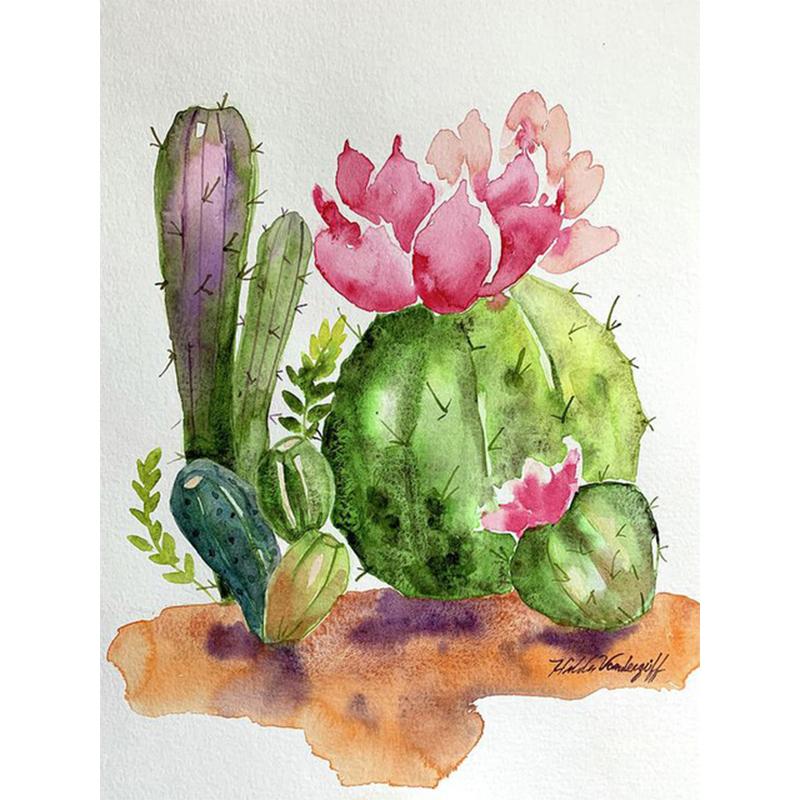 Colorful Diamind Painting Cactus 5D Full Round Diamond Embroidery Mosaic Plant Handmade Craft Kit Decor For Home