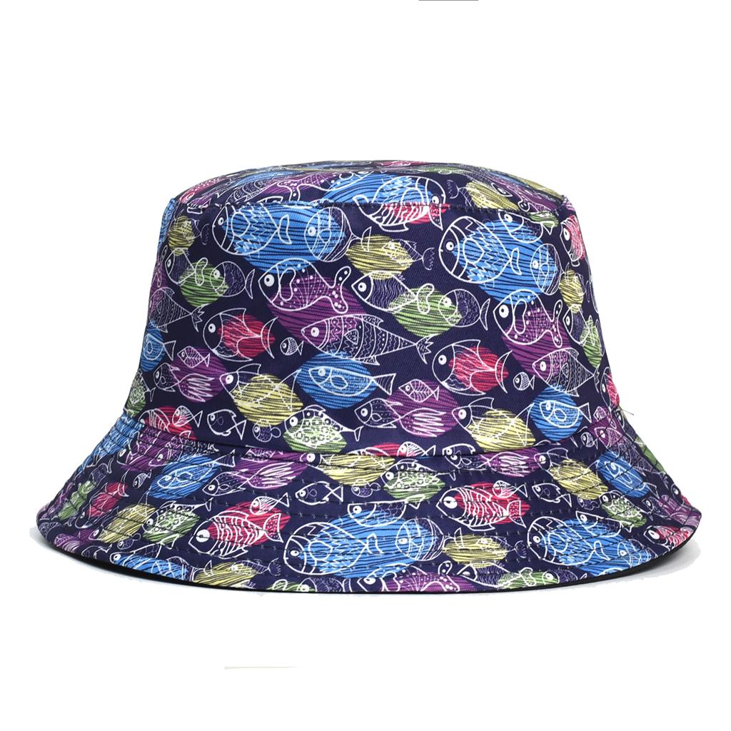 Panama Bucket Hats Animal Letter Print Fisherman Hat Summer Sun Hats For Women Men Reversible Fishing Cap