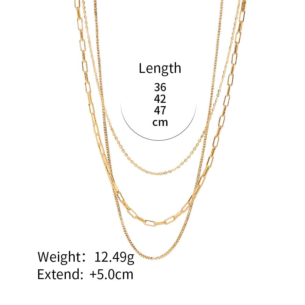 Yori Geometric 18K Gold Plated 3mm Snake Chain Layer Necklace Gift Stainless Steel Triple Layer Snake Chain Necklace For Women