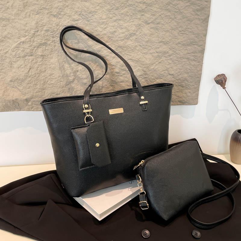Simple and large-capacity tote bag spring new fashion commuter handbag texture three-piece shoulder bag