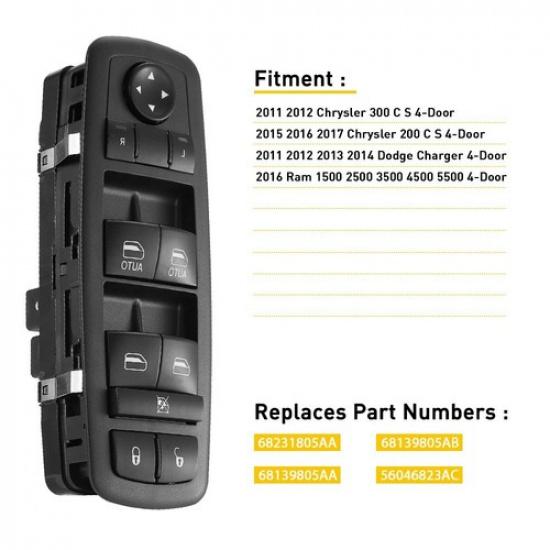 Master Power Window Switch for Dodge 2016 Ram 1500 2500 3500 4500 Driver Side