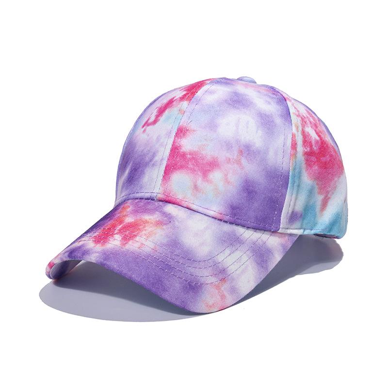 Neue Mode Männer- und Frauen-Tie-Dye-Kappen Mehrfarbig Unregelmäßiger Druck Baseballkappe Outdoor Street Freizeit Sonnenhüte Kappe 56-60cm white