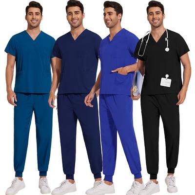 Unisex Quick-Dry Short-Sleeve Scrub Suit: Medical Two-Piece Set for Nurses and Hospital Staff