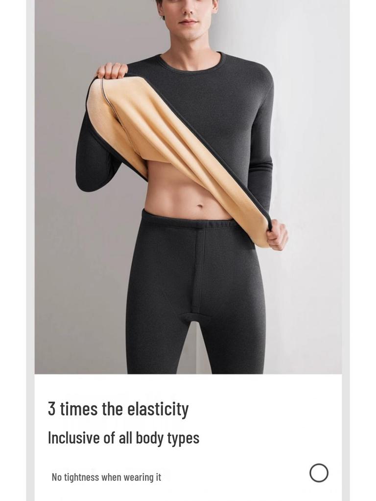 Men's Thick Lambswool Thermal Underwear Set - Velvet-Enhanced for Cold Protection, Heat Retention, and Autumn/Winter Comfort