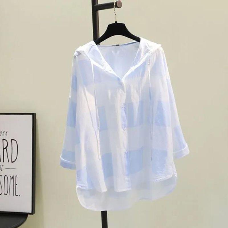 

Loose Casual Plaid Long-Sleeve Shirt Loose Casual Plaid Long Sleeve Shirt Light Blue XL