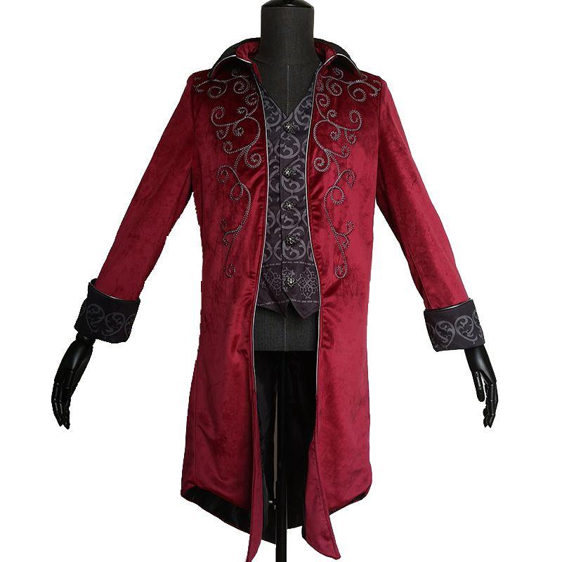 

Мужской винтажный фрак, куртка, готический стимпанк, униформа, костюм для вечеринки, пальто, верхняя одежда M красный