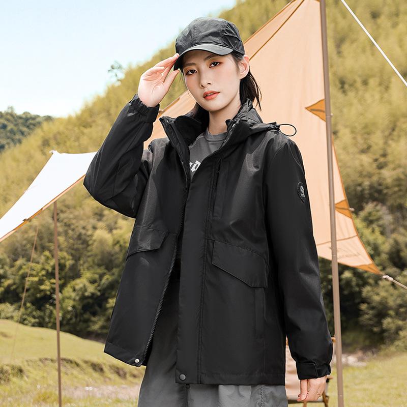 

Spring and Autumn Men and Women s Hooded Outdoor Sports and Casual One Clothes Three-Wear Shock Clothes Loose Mountaineering Jacket Jacket XXXL чёрный