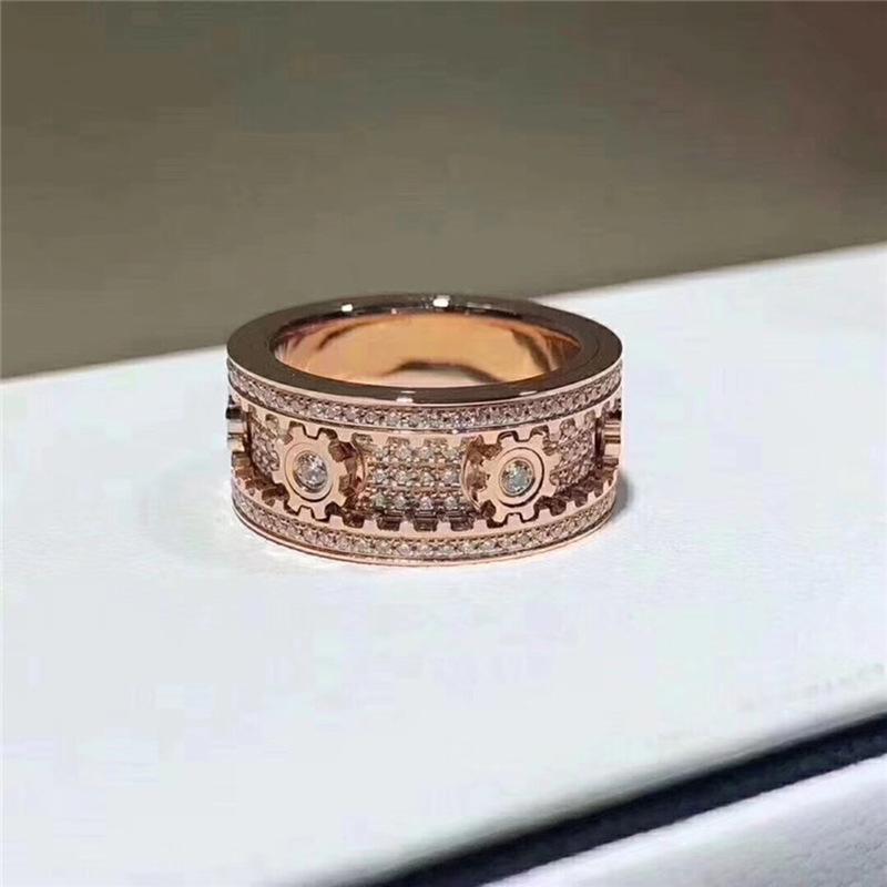 Pierścionek unisex z obracającym się trybikiem wysadzanym diamentami: Gwiezdny wzór dla par, Pierścionek na mały palec w całości wysadzany kamieniami