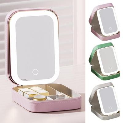 Capacity Storage Box Multi-compartment Storage Organizer Portable Led Mirror Cosmetic Storage Box with Multi for Jewelry