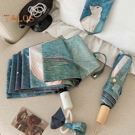 Cartoon Cat Umbrella UPF 50+ Sun Blocking UV Protection Travel Mini Umbrella Portable Lightweight Windproof Waterproof Pocket Folding Sun Rain