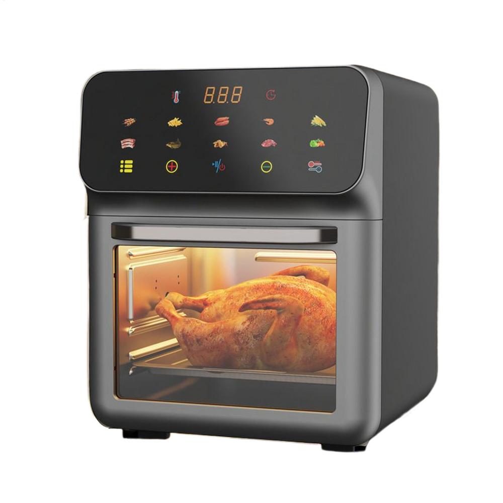 Kombigerät Heißluftfritteuse und Backofen Heißluftfritteuse und Umluftofen Kombigerät 15L Familiengröße Dörrgerät 2-Etagen-Werkzeug für Zuhause Wohnheim Esstisch