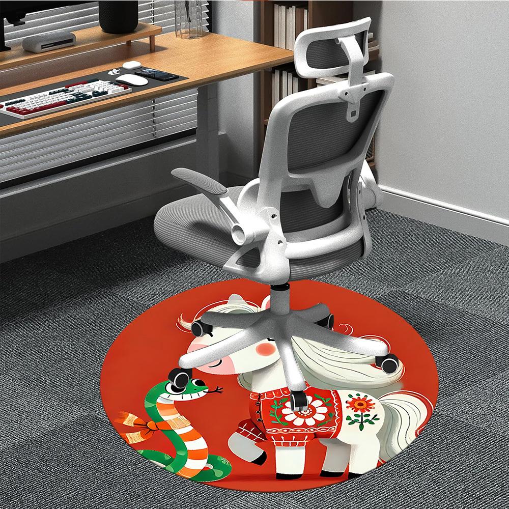 

1pc Horse Snake Office Round Area Rug, Indoor Mat Suitable ForOffice, Under Office Chairs Bedroom Living Room Home Decor, Room Deco, D049 80cm by 80cm