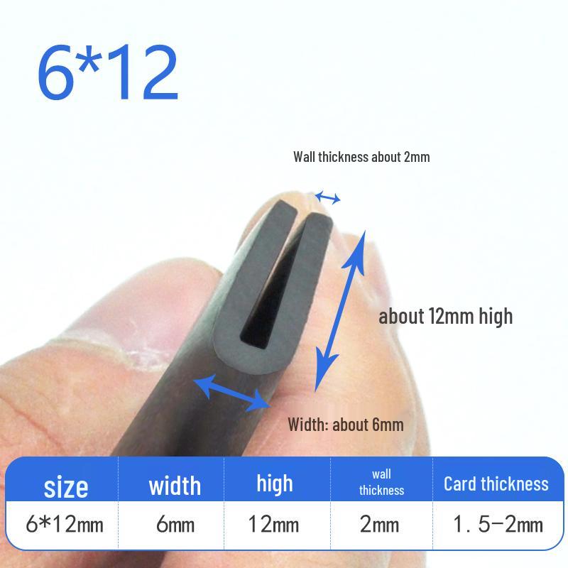 Gumové lištování ve tvaru U: Protiřezná, vodotěsná těsnicí lišta pro ochranu plechu a skla