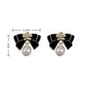 Trendy Black White Enamel Oil Bow Knot Drop Earrings For Women Elegant Imiation Pearl Dangle Earrings Wedding Party Jewelry Gift