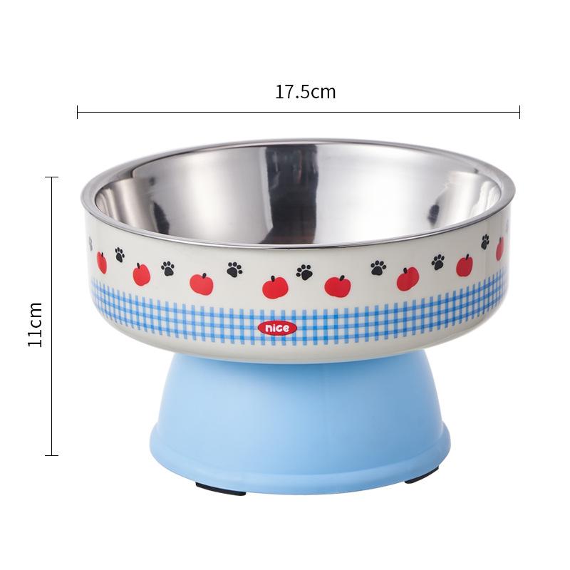 Cute Cartoon Elevated Cats Feeder Bowl Pet Neck Protection Stylish Stainless Steel Large-Capacity Anti-Choking Raised Pet Bowl