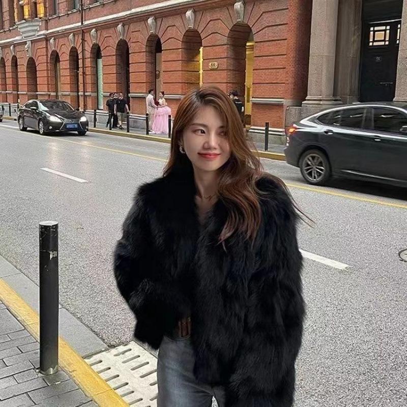 

Женская куртка из искусственной кожи зимняя новая имитация лисьего меха короткая темпераментная знаменитость рост пушистая легкая XL