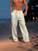 2025 Men's Linen Summer Beach Pants: Solid Color, Comfortable, Breathable, Casual