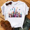 Funny Summer Disney Villains Printed Women T Shirts Round Neck Y2k Clothes Cartoon Graphic T Shirts 90s Female Tops Tees