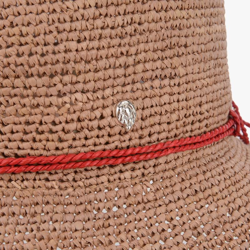 Helen Kaminski Villa 6 Nuga Tropical Metal Logo Cloche Bucket Hat Hat50136