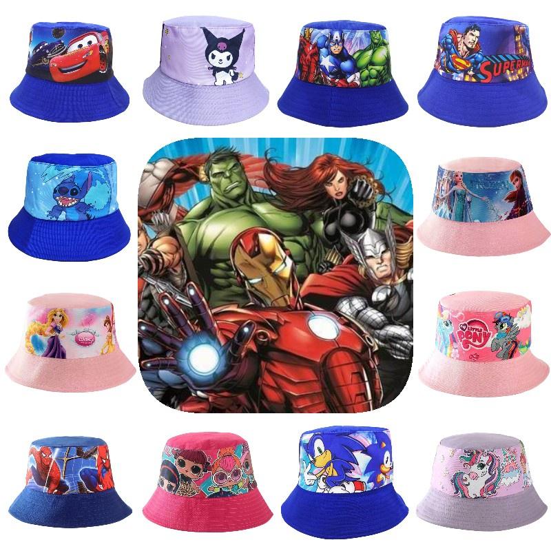Cartoon Kids Fishing Hat With Sun Protection In Cars Stitch Spiderman And More!