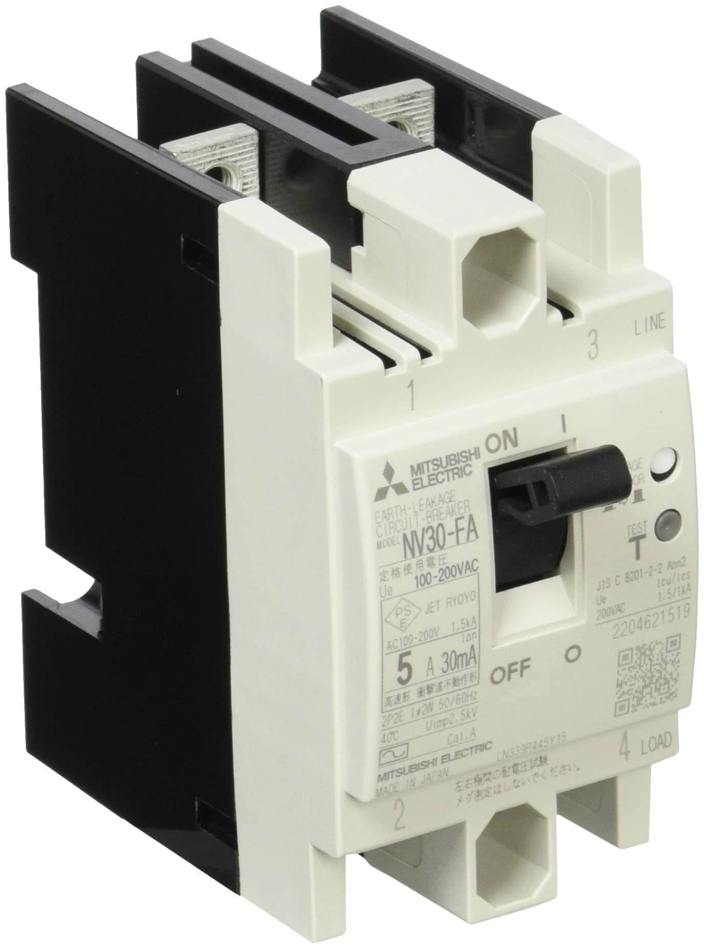 

Mitsubishi Electric Earth Leakage Circuit Breaker FA Series for Control Panels Vertical Dimension 72mm Simple Back Wiring 2P 5A 30MA NV30-FA 100-200V