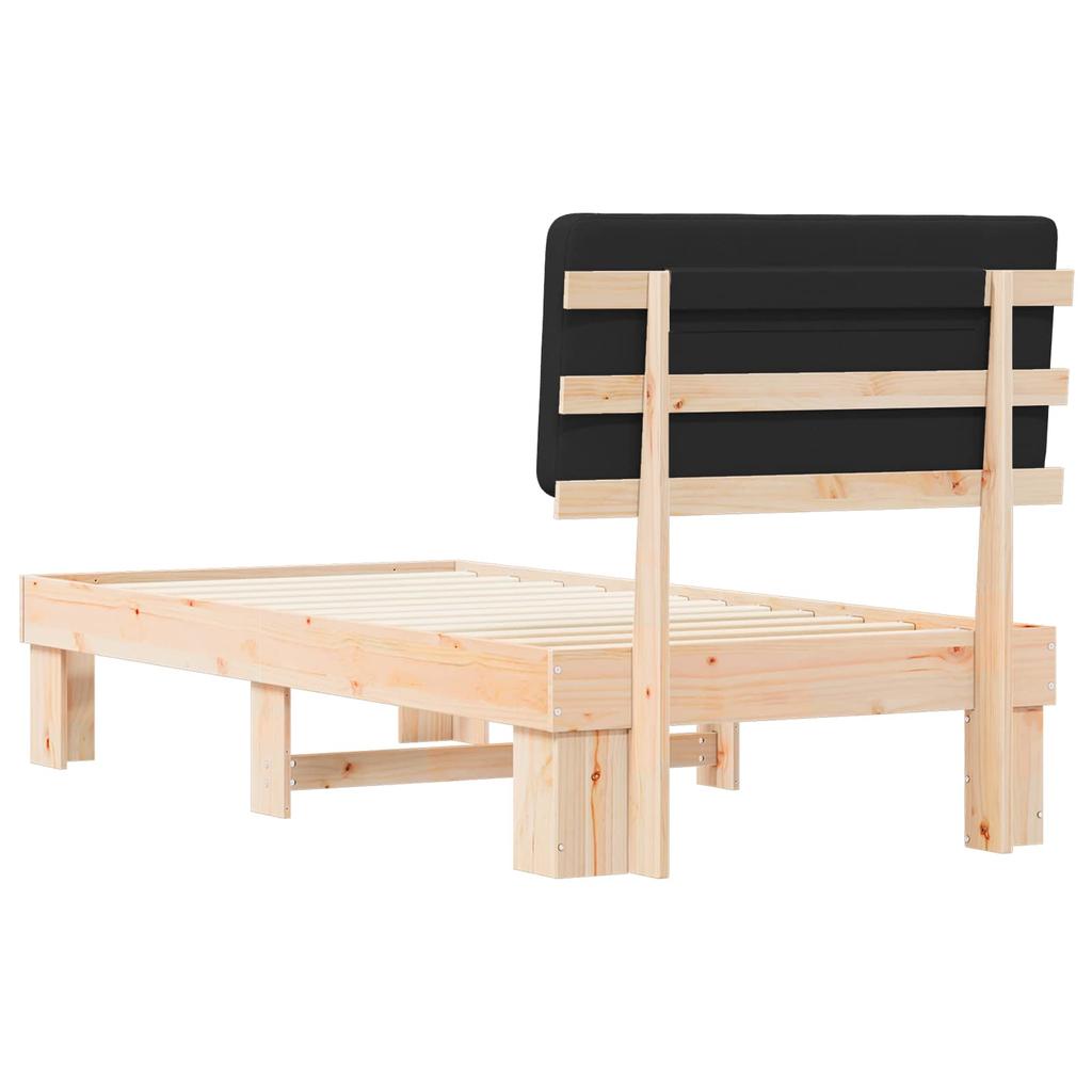 Bed Frame with Padded Headboard Black 90 x 200 cm