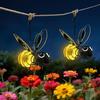 Solar-Powered Hanging Bee Lantern - Automatic On Off Outdoor Garden Lights with Elastic Spring Solar Bee Decoration for Patio Yard