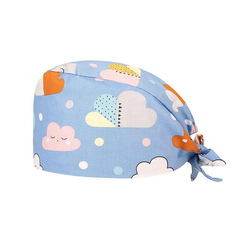 2021 Hot Sale Pharmacy Doctor Hospital Uniform Fashion Printing Scrub Pet Grooming Doctor Work Hat Cotton Medical Nurse Hats
