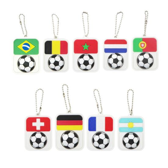 Football Clicker Fidget Toy with Ball Chain Stress Relief National Flag Football Decompression Button Keychain Pendant Backpack Charm Fans Gift