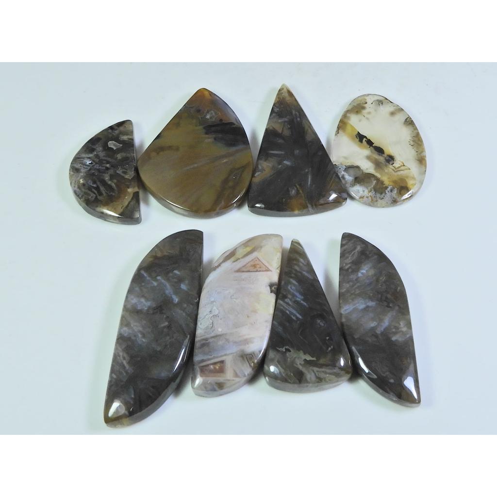 201Cts. Natural Tree Moos Agate Fancy Shape Cabochon Loose Gemstone 8Pcs Lot C-327
