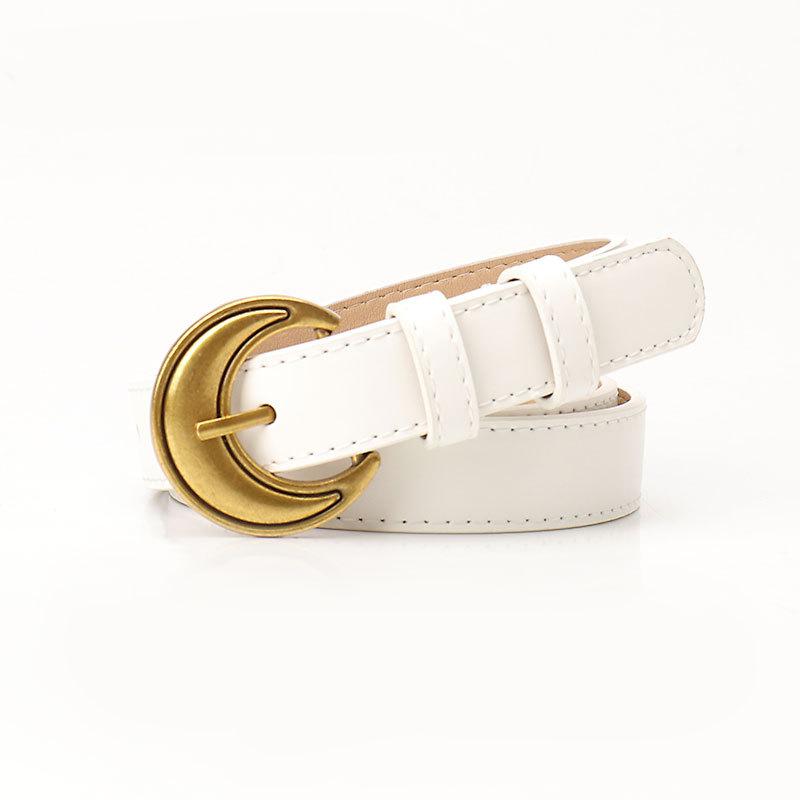 Retro Crescent Belt for Women Fashion Commuting Style Ancient Gold Pin Buckle Women's Belt Versatile High-end Jeans Belt