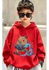 Y2K themed children's sport hooded shirt - Latest design - Little Buffalo Eating Noodles double-sided printed top