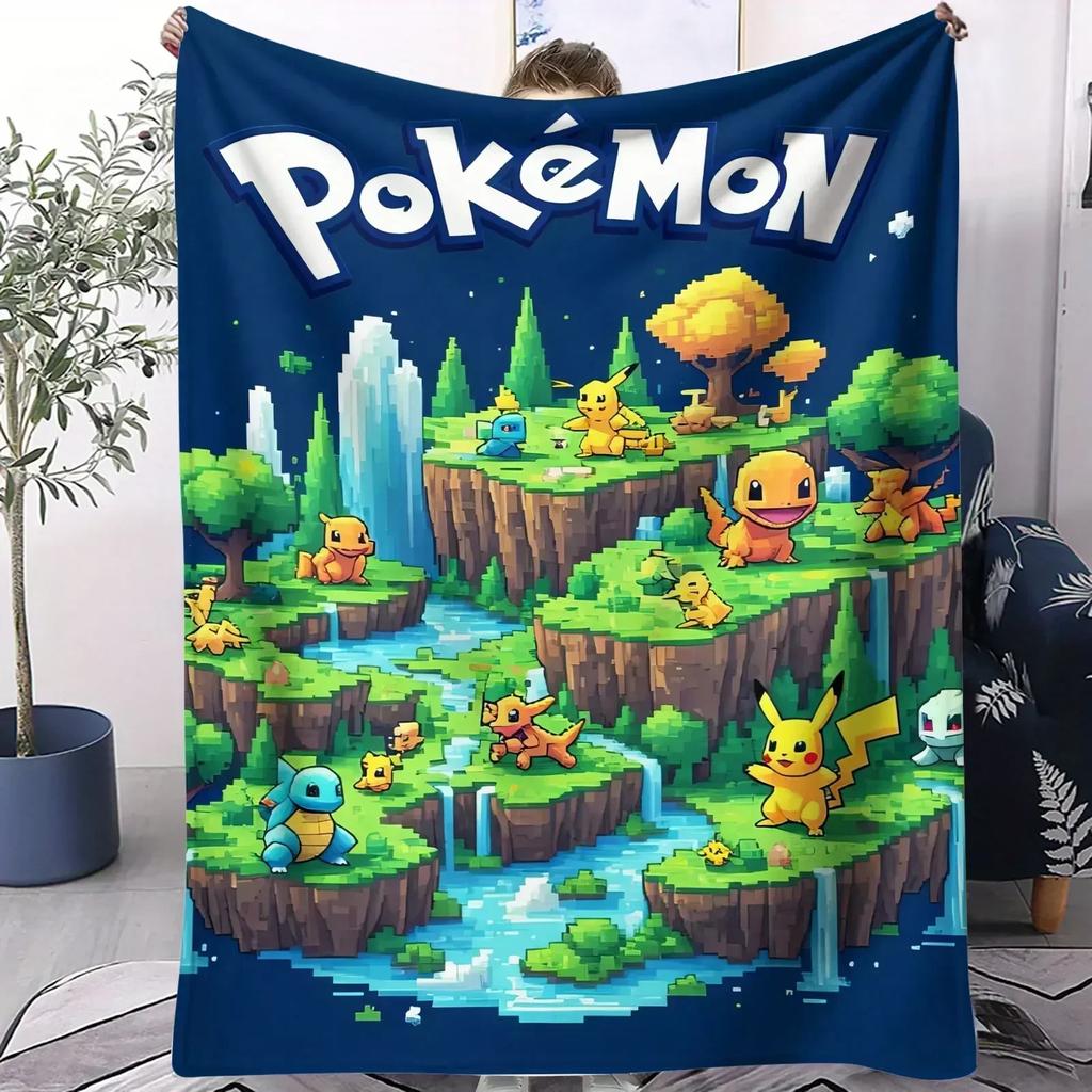 Vibrant Neon Pikachu Flannel Blanket Soft Warm Fleece Throw For Home Decor Sofa Bed Cover Travel Camping Shawl Pokémon Fans Gift