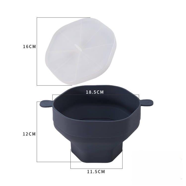 Silikon Mikrovågsugn Popcorn Poppare BPA Fri Hopfällbar Popcornskål Mikrovågsugnsäker Popcornmaskin med Lock Tål Diskmaskin