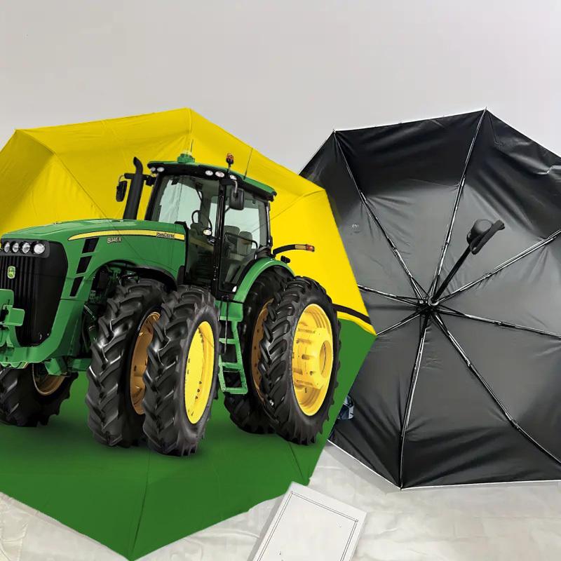 1pz Trattore Verde Ombrello-8 Stecche Rinforzato Portatile Pieghevole da Viaggio Adatto a Tutte le Stagioni Uso Quotidiano all'Aperto-J378