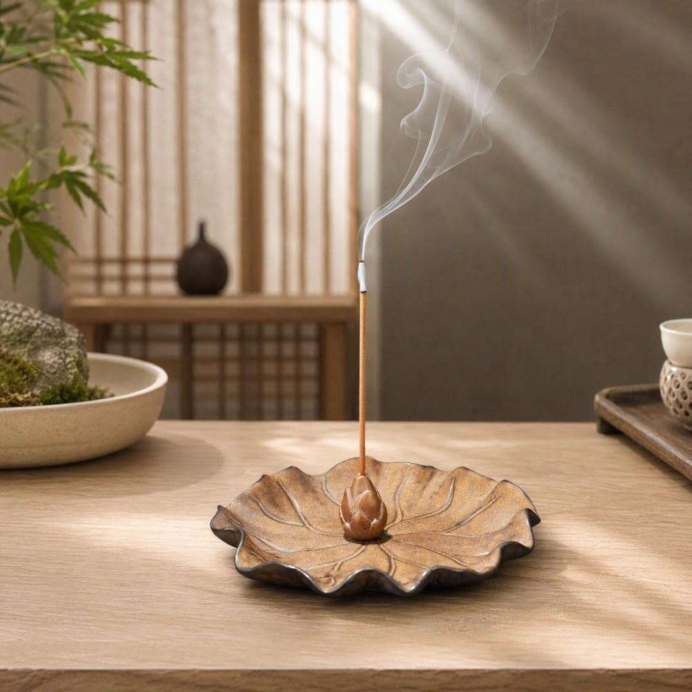 Keramik Lotus Tischplatte Räucherstäbchenhalter Zen Chinesischer Stil Lotus Räucherkegel Halter Aromatherapie