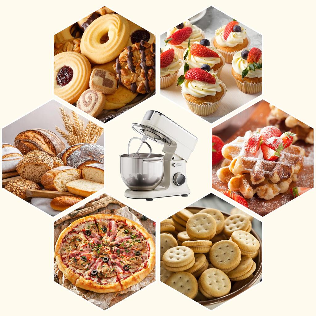 Biolomix BM606E Stand Mixer,1200W 7L Large Bowl OLED Touch Display Electric Kitchen Mixer
