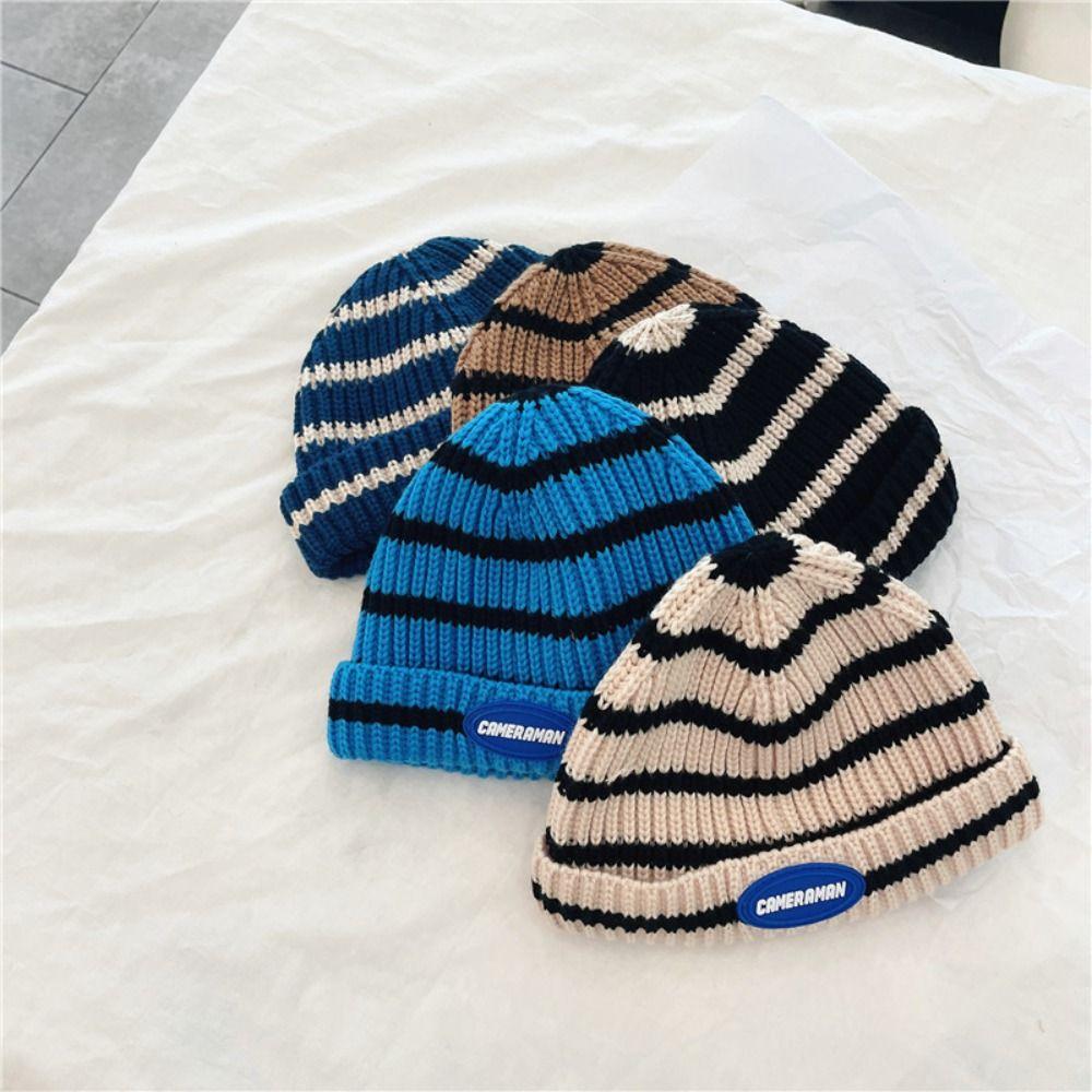 Comfortable Striped Knitted Hat Warm Beanie Hat Fashion Children's Hats  For Boys and Girls