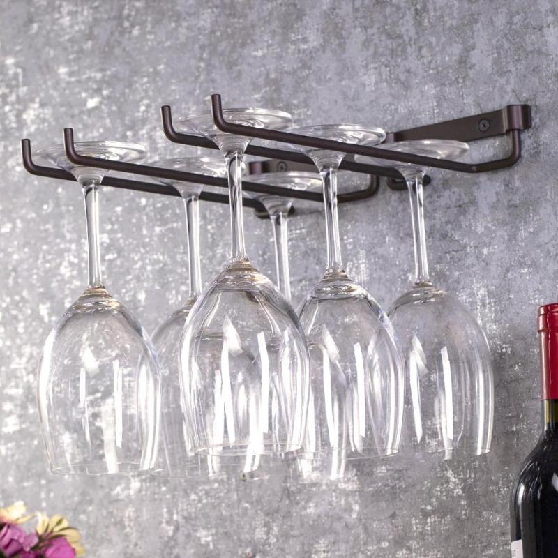 Hanging Metal WineCup Rack Bar Rack Wine Stemware Glass Bottle Goblet Holder Set Hanging Metal WineCup Rack Bar Rack Wine Stemware Glass Bottle Goblet Holder Set