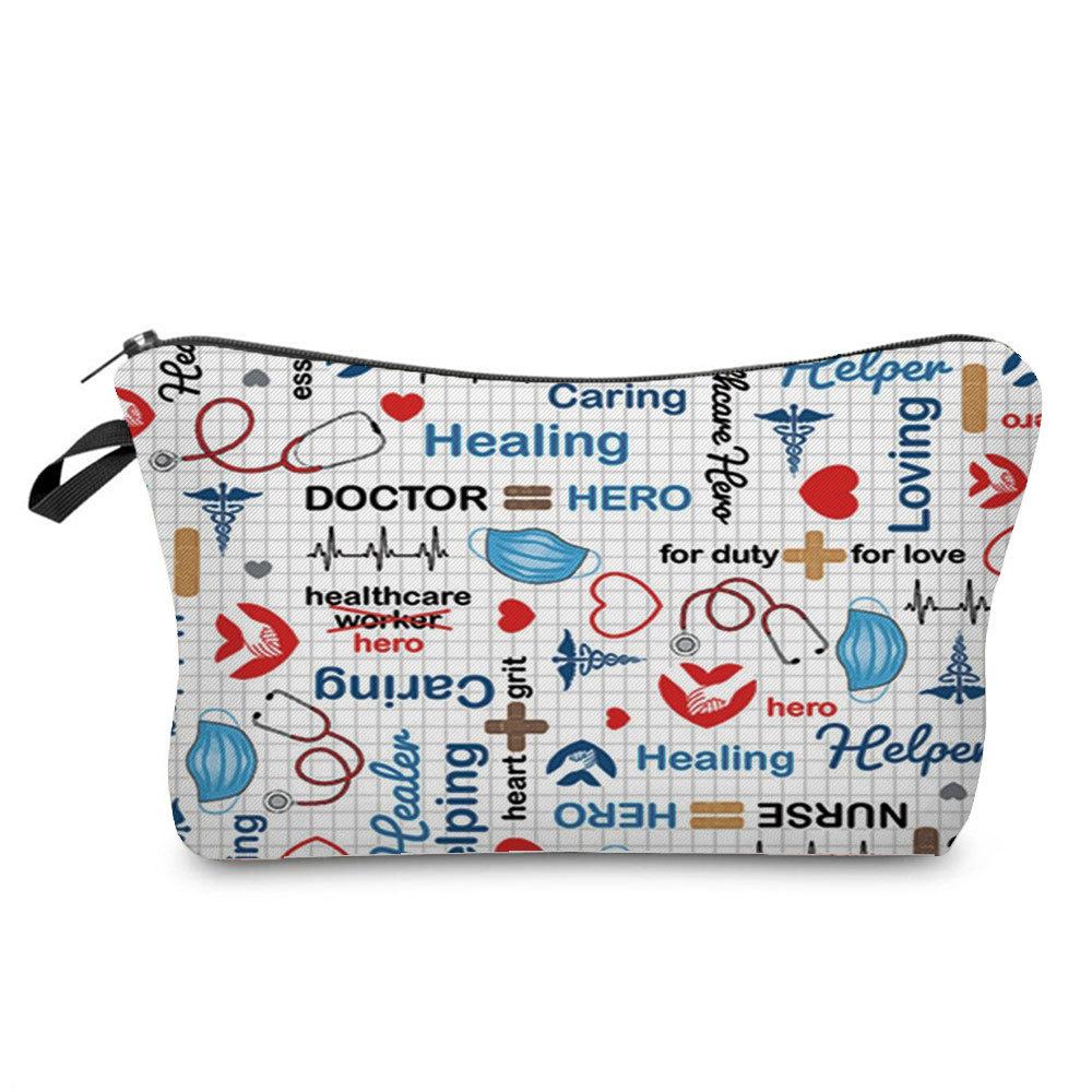 Women Nurse Print Cosmetic Bag Toiletries Organize Travel Storage Case  6443