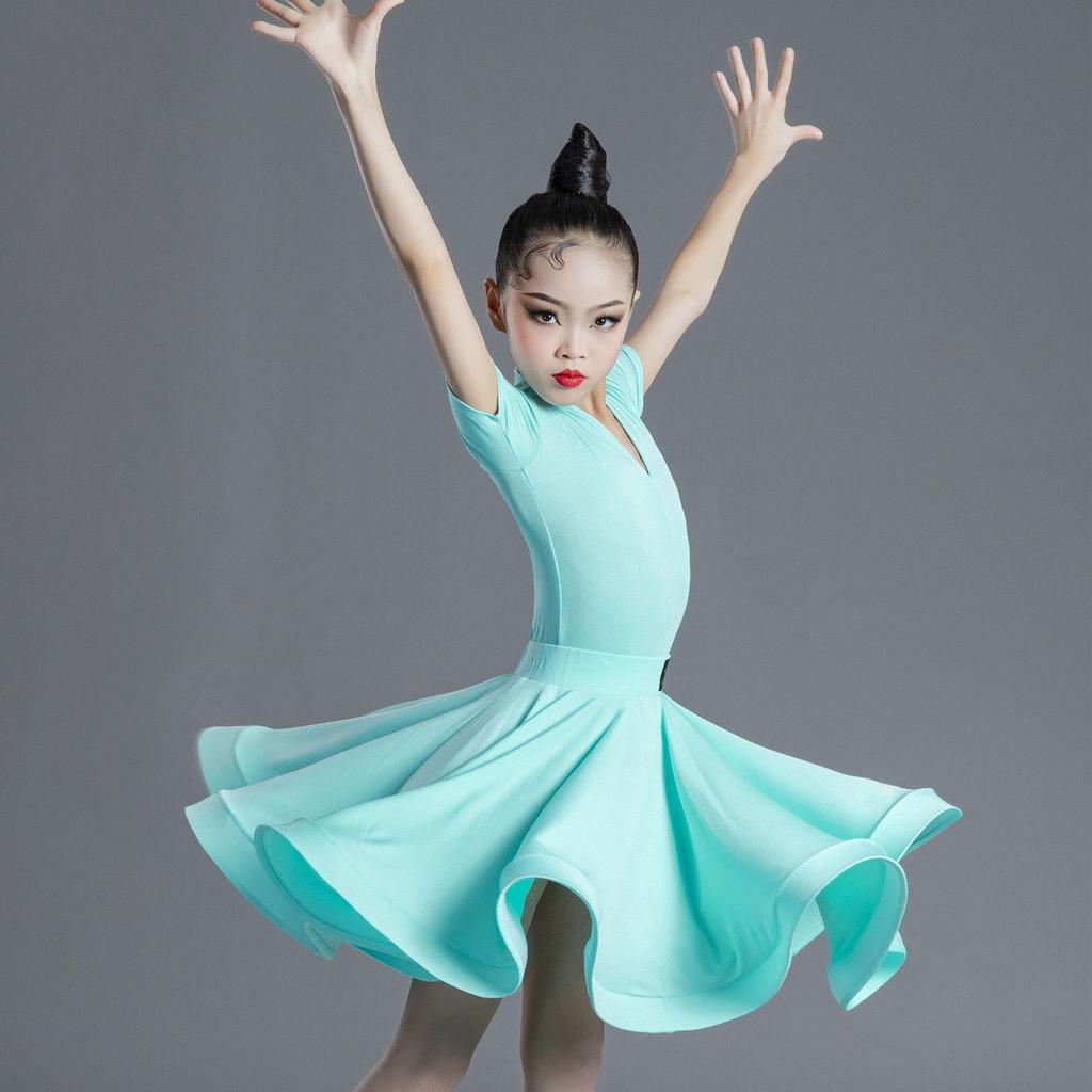 Children's Latin Dance  Girls' Dance Practice Dress Latin Dance Dress Long Sleeve Competition Split Dress Women's Perfo