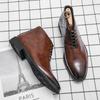 Chaussures de style britannique pour hommes, bottes décontractées en cuir pour hommes, baskets de marche en plein air, élégantes, à lacets, solides, brogue pour hommes