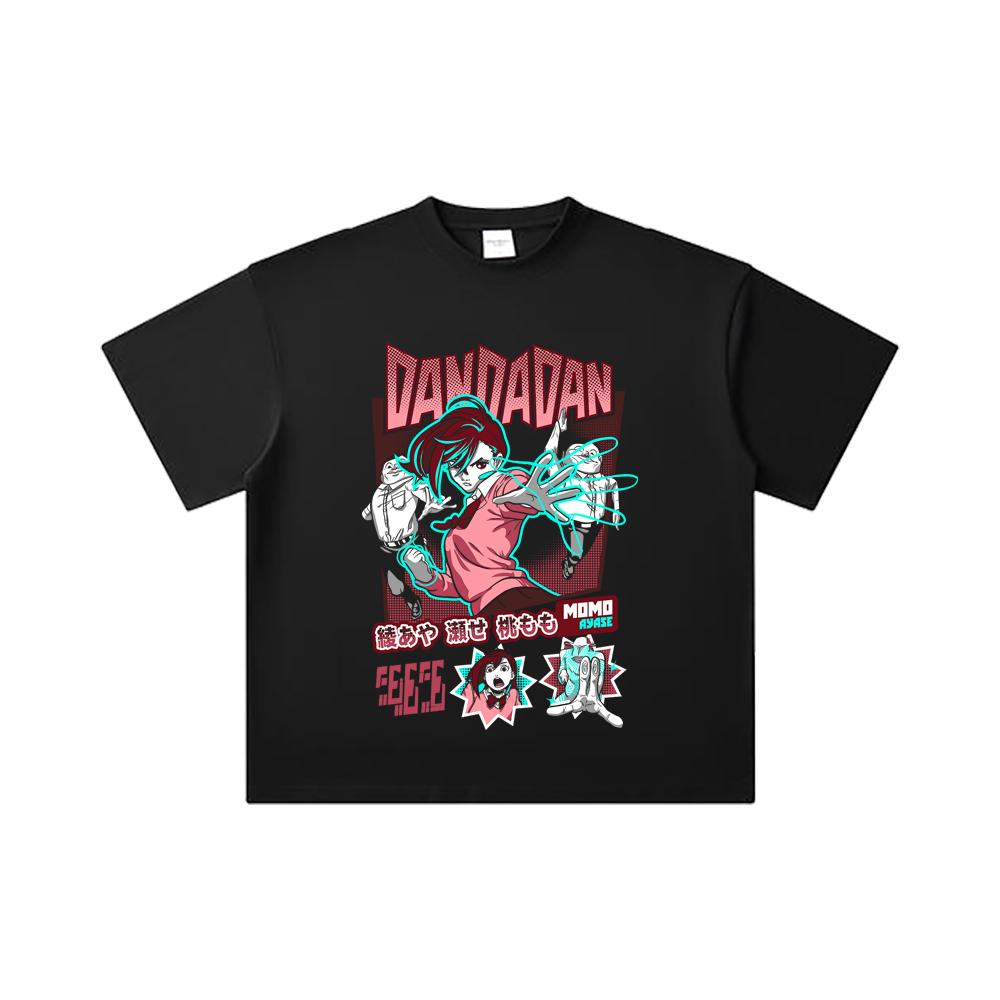 260 GSM Double Yarn 32 Count 100% Cotton Dandadan V15 Momo Print Unisex Heavy Cotton T Shirt