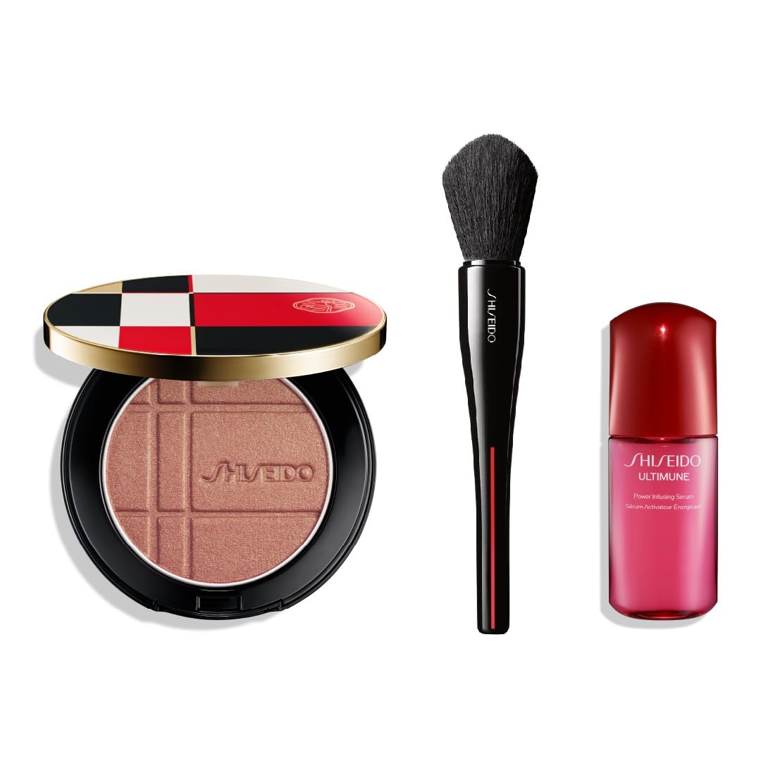 

SHISEIDO Enhancer Kit Color + Glow Enhancer 03 Gold Amber 7g + MARU FUDE Multi Face Brush + Ultimune Serum Mini (10g) Face & Eye Color Powder