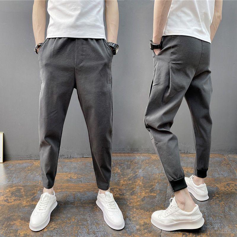 

Брюки мужские летние повседневные брюки из ледяного шелка мужские прямые свободные эластичные тонкие стильные быстросохнущие молодежные спортивные дышащие брюки 4XL